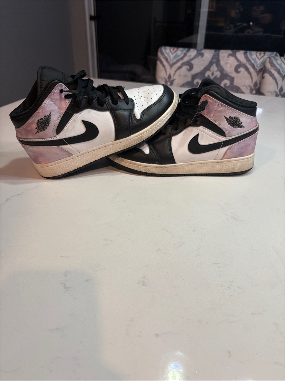 Nike Air Jordan 1 Mid - Black White Light Pink Women's Sneakers